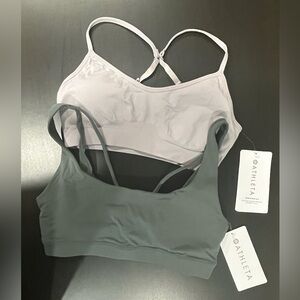 Athleta sports bras size Small in Bali Green and TinselPurple NWT